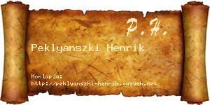 Peklyanszki Henrik névjegykártya